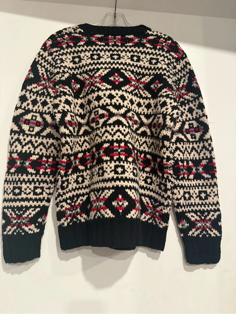 J.Crew Handknit 100% Lambswool Fair Isle V-Neck Sweater Small